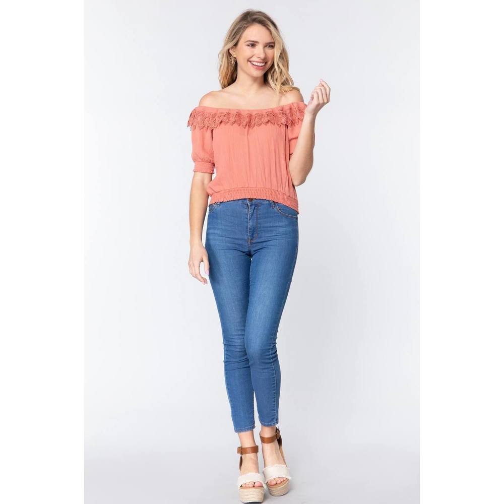 Off Shoulder Lace Detailed Top - Picture 2 of 8